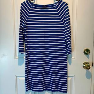 Gap three-quarter sleeve blue and white striped dress, size small.